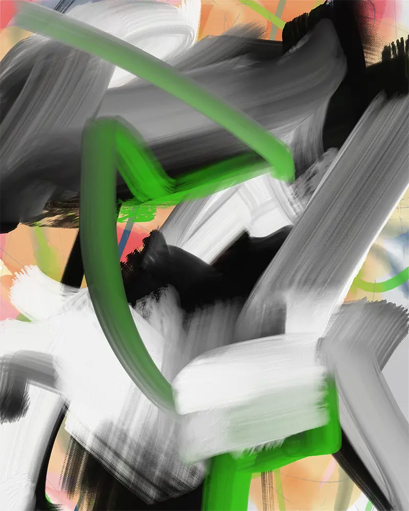 A nonobjective digital painting made with Adobe Fresco.