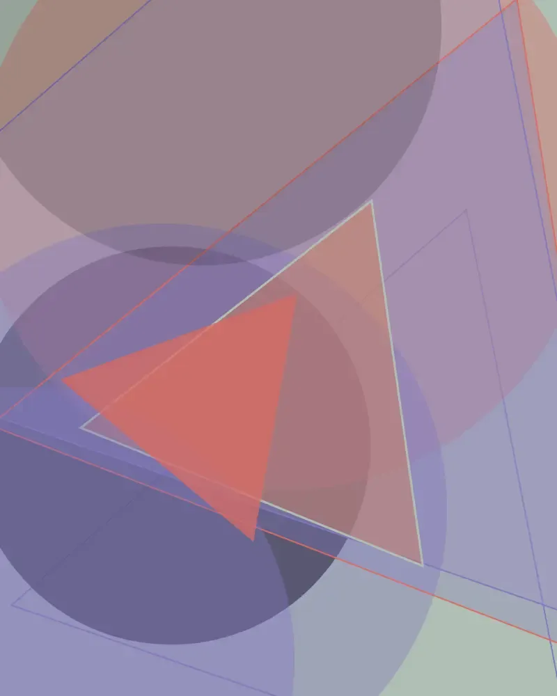 A computer-generated digital composition made of multi-colored geometric shapes. 