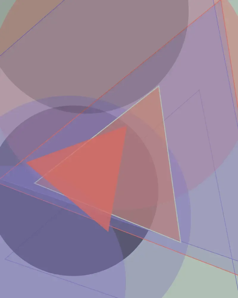 A computer-generated digital composition made of multi-colored geometric shapes.