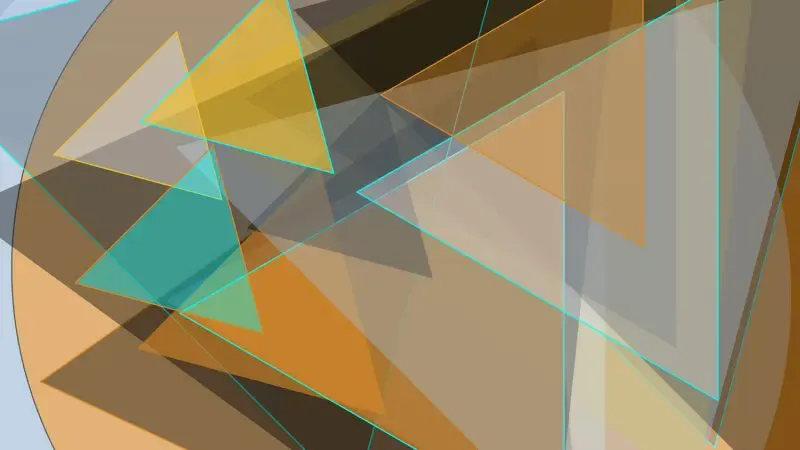 A computer-generated digital composition made of multi-colored geometric shapes. 