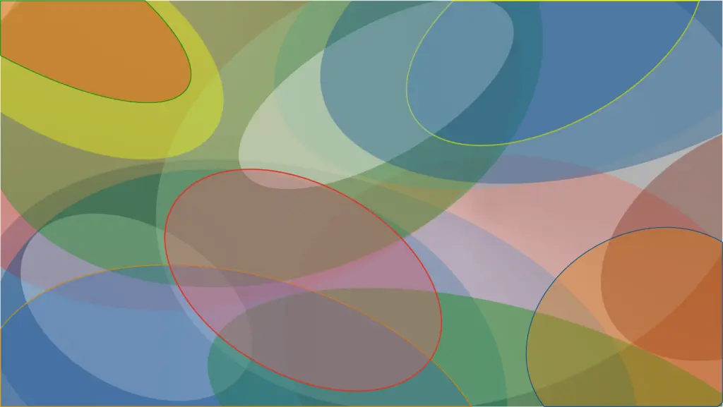 A computer-generated digital composition made of multi-colored geometric shapes. 