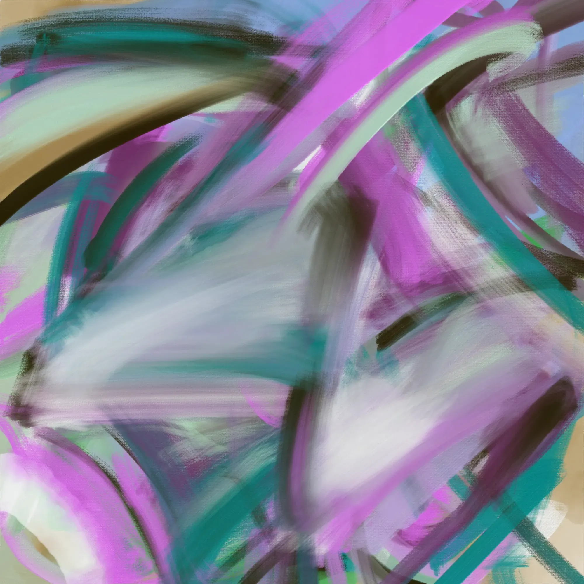 An abstract digital painting titled "Fallback 2," a square multi-colored composition.