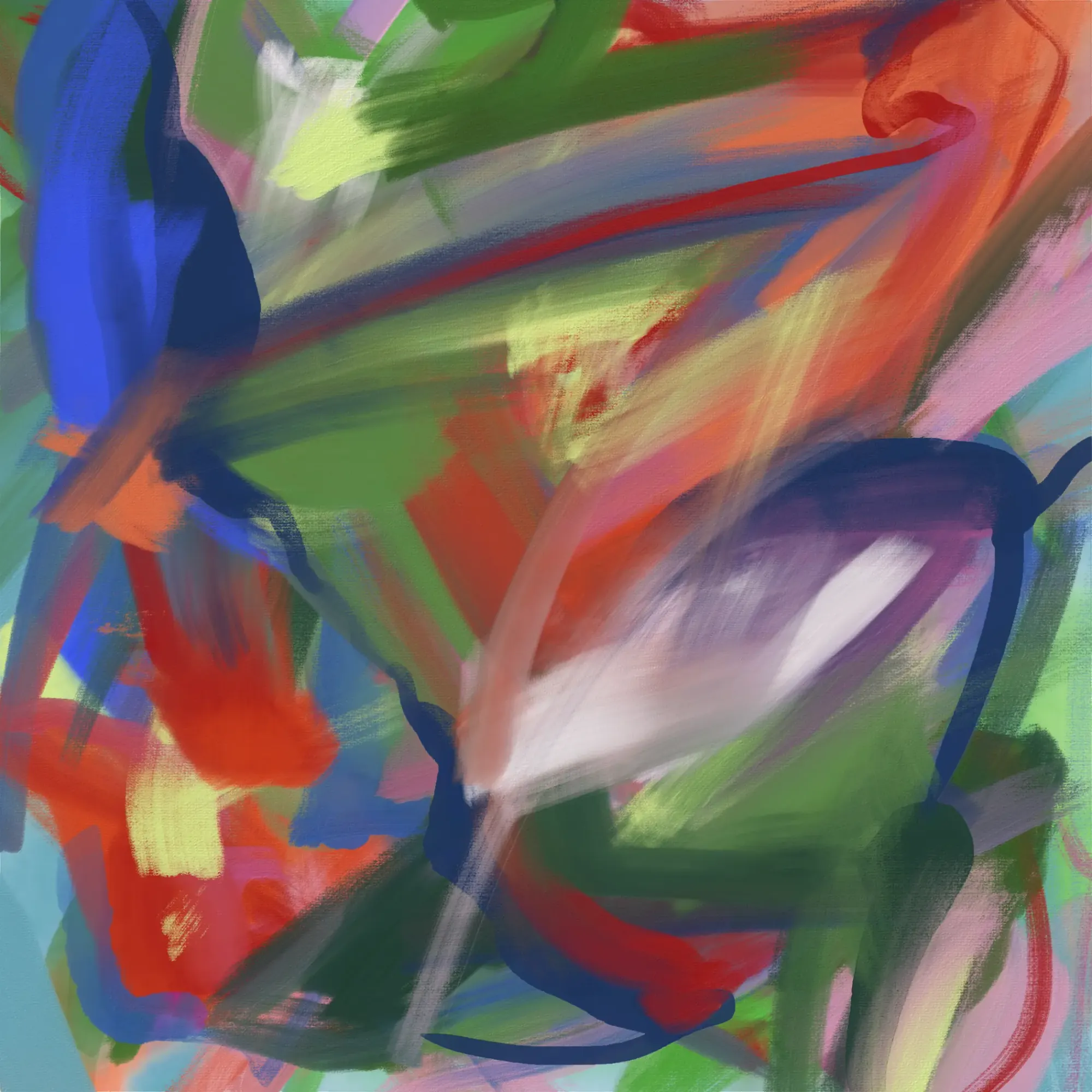 An abstract digital painting titled "Fallback 3," a square multi-colored composition.