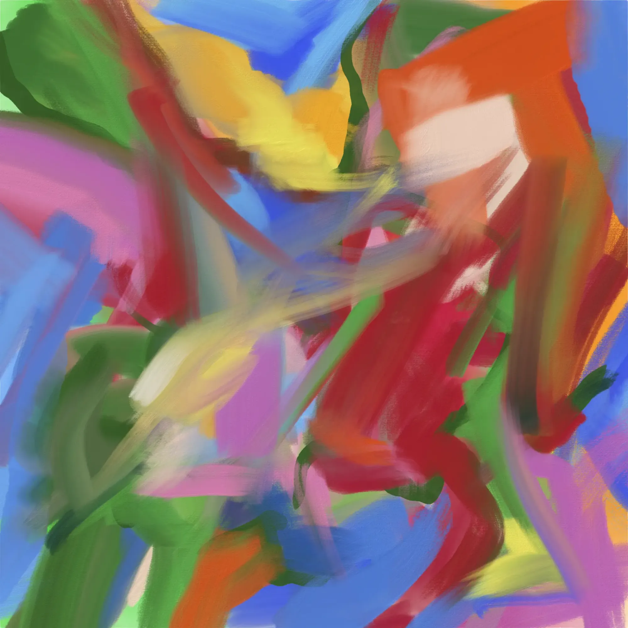 An abstract digital painting titled "Fallback 5," a square multi-colored composition.