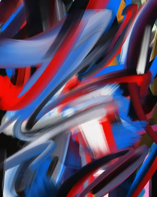  A nonobjective digital painting made with Adobe Fresco.